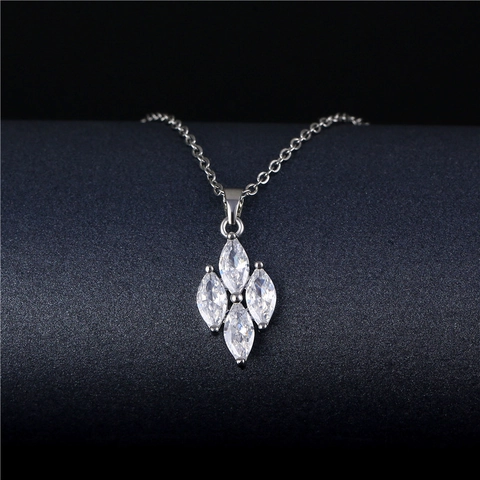 Collana Con Pendente In Zircone Marquise Geometrico Catena In Acciaio Al Titanio Gioielli Minimalisti Da Donna