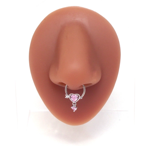 Gioielli Piercing Corpo Anello Ombelico Perno Naso E Anello Cuore Freccia Di Cupido Acciaio Inossidabile 316L Zircone Rosa