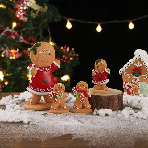Figurines De Maison En Pain Épices Résine Noël Décoration Table Dessin Animé Festif Cadeau De Vacances