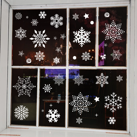 Kerst Sneeuwvlok Raamstickers Wit Statisch PVC Stickers Winter Decoratie Voor Glazen Ramen Deuren Winkels