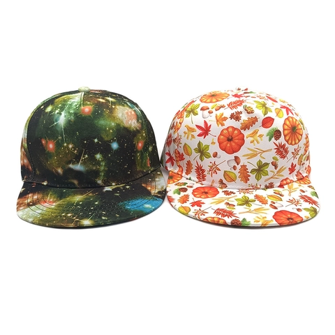 Flat Brim Baseball Cap Polyester Starry Sky Autumn Mushroom Hip Hop Streetwear Adjustable Snapback Sun Hat For Men Women