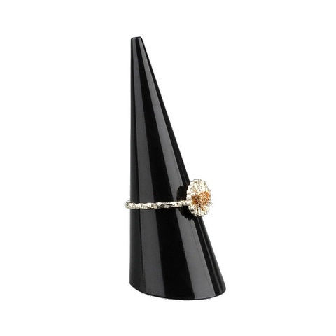 Ring Display Stand Plastic Cone Shape Jewelry Storage Organizer Holder Showcase Minimalist Professional Transparent Black White