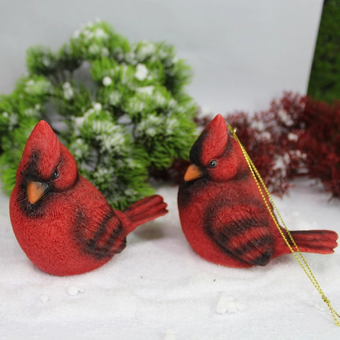 Kerst Rode Kardinaal Vogel Ornament Hars Gesimuleerde Miniatuur Vogel Standbeeld Voor Vakantie Huis Tuin Decoratie Hanger