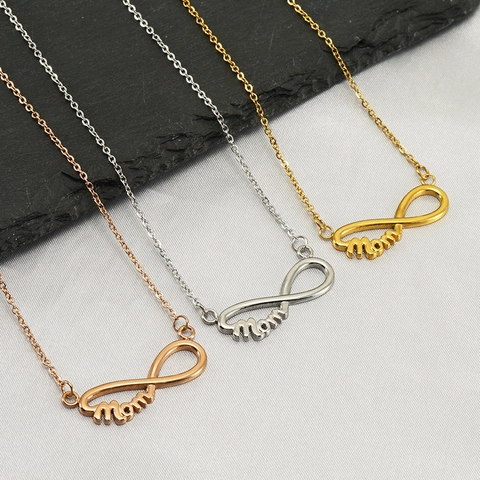 Collar Con Colgante Infinity Mom Acero Inoxidable Chapado En Oro De 18K Figura 8 Joyería Regalo Madre Mujeres Accesorios