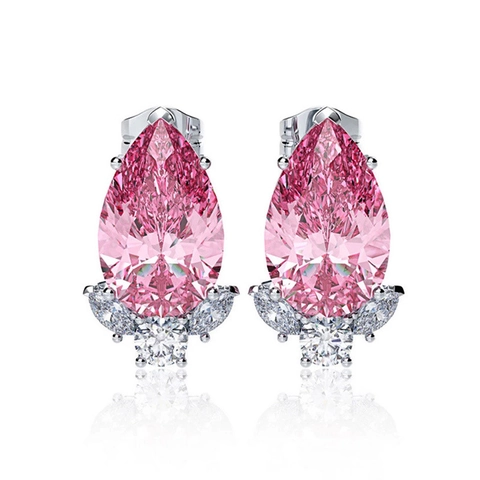 Pear Shape Water Drop Stud Earrings Copper Zircon Crystal Cluster Elegant Dainty Wedding Party Jewelry For Women