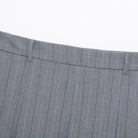 Jupe Courte Plissée Femmes À Rayures Style Preppy Taille Haute Ligne A Grise Bleue Polyester Fermeture Éclair Passants Ceinture