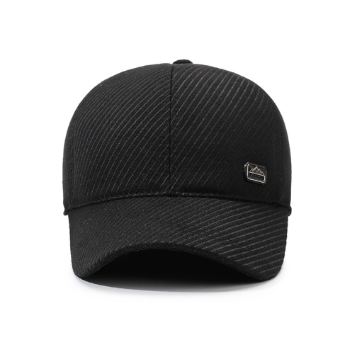 Men Winter Baseball Cap Warm Thickened Fleece Lined Ear Flaps Adjustable Cotton Woolen Outdoor Fashion Solid Hat
