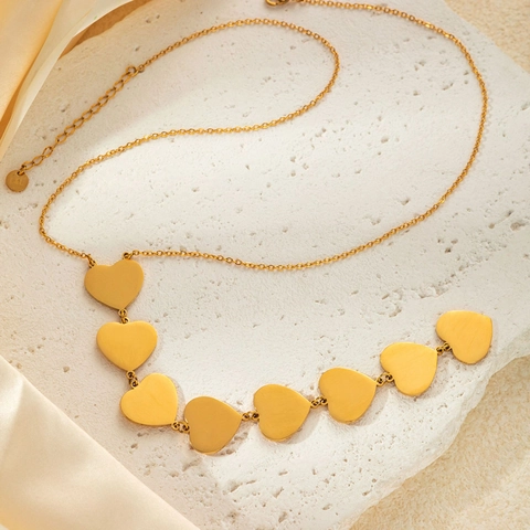 Titanstahl Gold Herz Anhänger Quaste Halskette Für Damen Minimalistisch Mode Geometrisch Herz Drop Choker Schmuck Geschenk