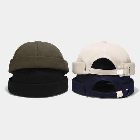 Retro Docker Hat Brimless Cap Pure Cotton Adjustable Sailor Miki Hat For Men Women Vintage Casual Streetwear