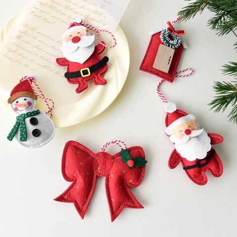 Decorazioni Appese Albero Di Natale Feltro Babbo Natale Pupazzo Di Neve Fiocco Casa Forme Fatto A Mano Festa