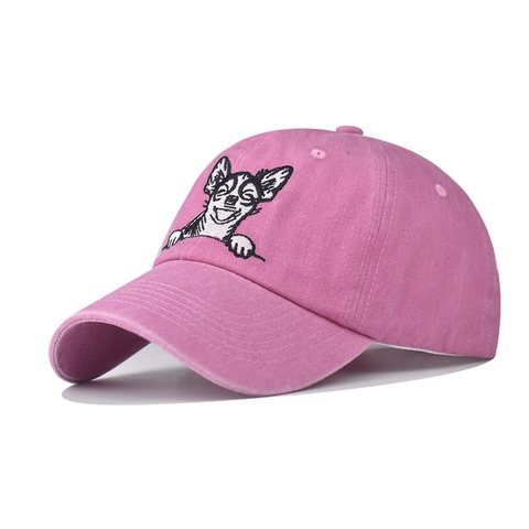 Baseball Cap Gewaschene Baumwolle Distressed Retro Verstellbar Hut Tier Stickerei Hund Katze Lässig Unisex Dad Hat