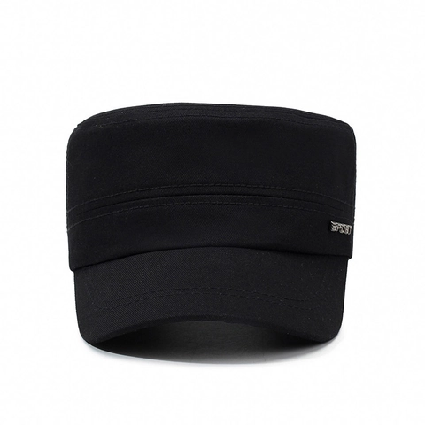 Cotton Cadet Cap Flat Top Hat Adjustable Military Style Sun Protection Casual Sporty Sport Tag For Men Women