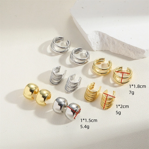 Ear Cuffs In Rame Multistrato Geometrici Con Zircone Senza Buco Gioielli Minimalisti Retro Francesi Clip Per Orecchie