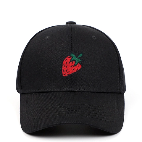 Gorra De Béisbol De Algodón Con Bordado De Fresa Sombrero De Sol Ajustable Estilo Casual Deportivo