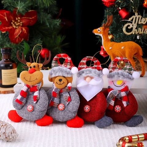 Ciondoli Appesi Albero Di Natale Babbo Natale Pupazzo Di Neve Renna Orso Lino Peluche Decorazione Festiva