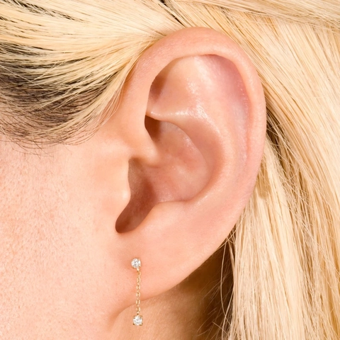 Trendige Knorpel-Ohrstecker Für Damen Kupfer Zirkonia Büroklammer Kette Piercing Schraubverschluss Gold Silber Ohrstecker Schmuck