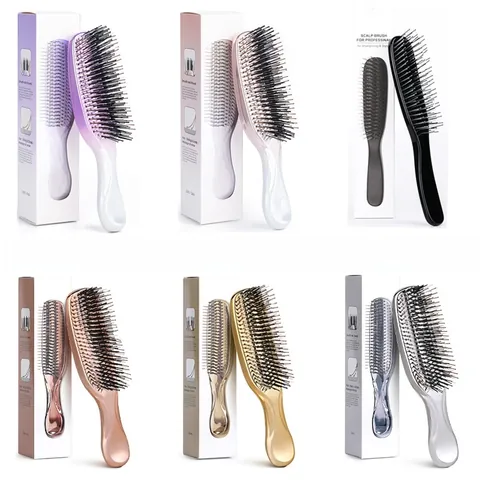 Brosse à Cheveux Démêlante Électroplaquée Peigne de Massage du Cuir Chevelu Outil de Soin Capillaire Humide et Sec pour Femmes
