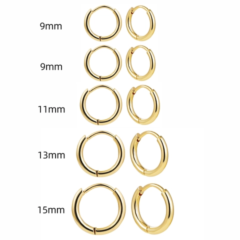 Minimalist Stainless Steel Hoop Earrings 18K Gold Plated High Polished Geometric Stacking Retro Fashion Jewelry Women Men