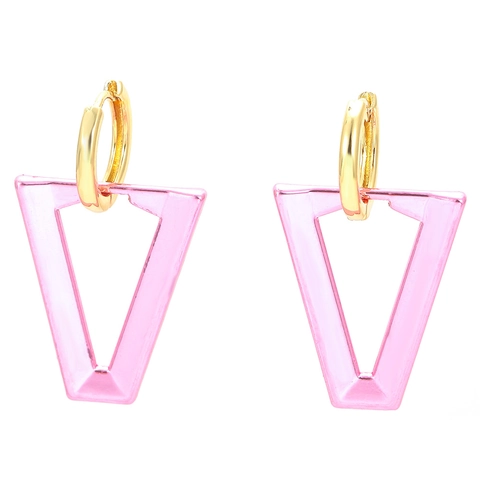 Modern Copper Geometric Inverted Triangle Drip Oil Earrings For Women Fluorescent Painted Zirconia Drop Jewelry Earrings