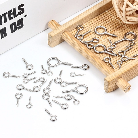 Cáncamos De Tornillo De Acero Inoxidable Ganchos Roscados Para Fabricación De Joyas Manualidades Conectores Resistentes Al Agua