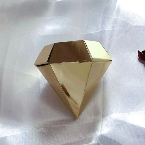 Scatola Di Caramelle Per Matrimonio A Forma Di Diamante Carta Dorata Bomboniera Confezione Regalo Souvenir Moderna Elegante