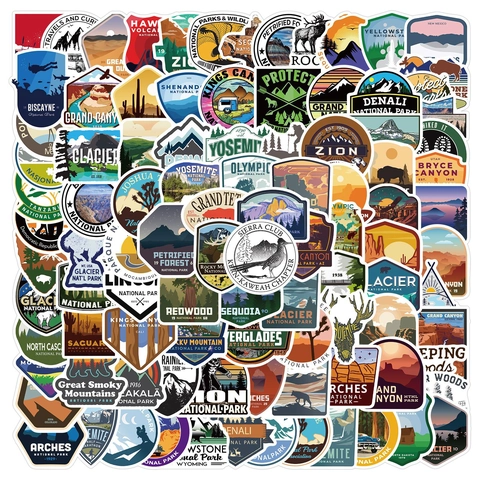 National Park Decorative Stickers Waterproof PVC Matte Decals For Laptop Luggage Water Bottle Vintage Outdoor Travel