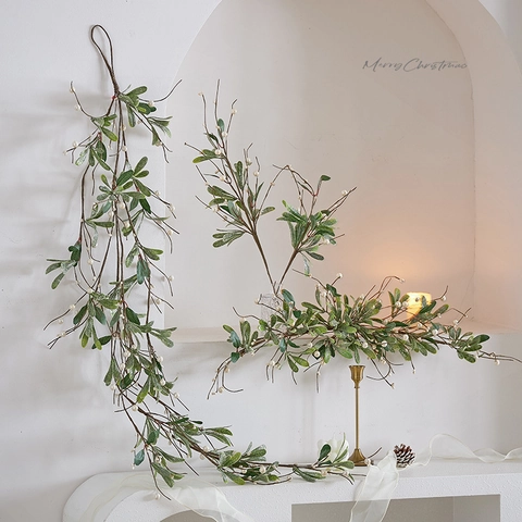 Artificial Christmas Branches With Pine Needles Red Berries And Pine Cones For Door Hanging Festive Home Table Decor