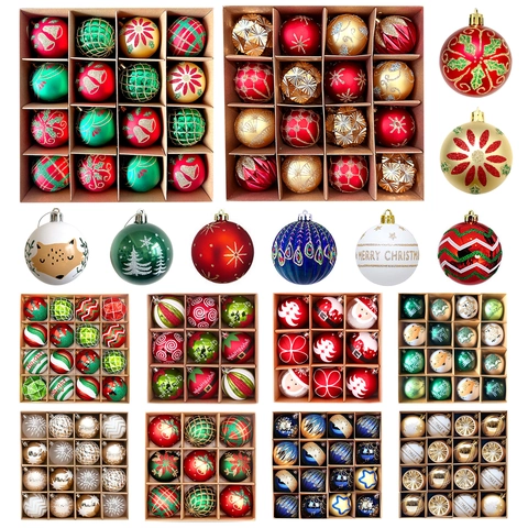 Christmas Tree Hanging Ornaments Plastic Painted Decorative Baubles For Holiday Party Home Decor Festive Gift Design