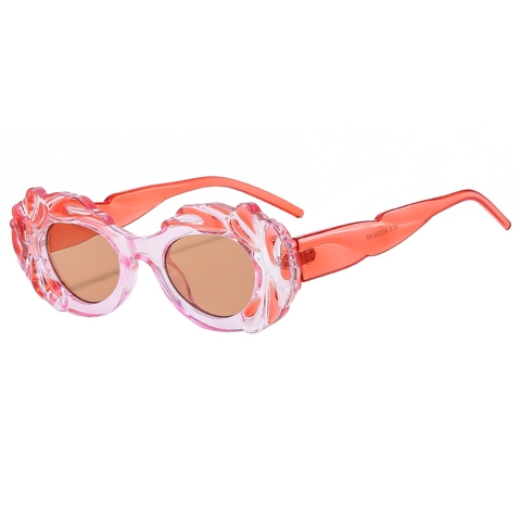 Occhiali Da Sole Alla Moda Donna Montatura Ellittica Retro PC Protezione UV400 Texture Barocca In Rilievo 3D