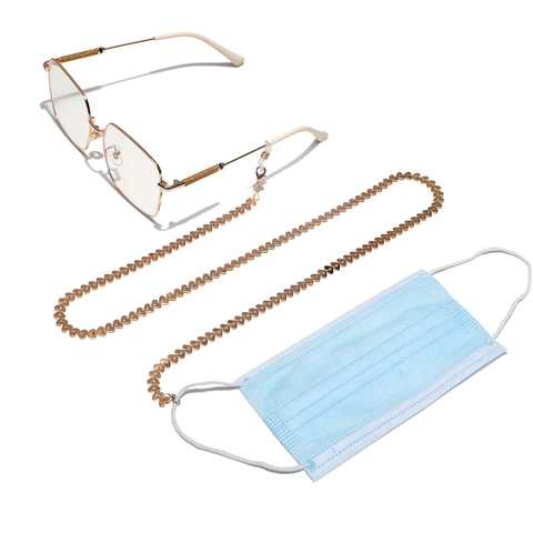 Heart Shaped Metal Glasses Chain Anti-slip Eyewear Strap Mask Holder Lanyard Necklace Decorative For Women Gold Tone