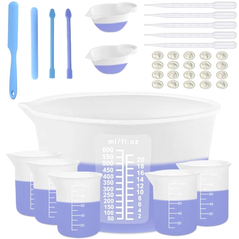 Silicone Measuring Cups Graduated Mixing Tools For DIY Epoxy Resin Jewelry Making Reusable Non-Stick Crafting Supplies
