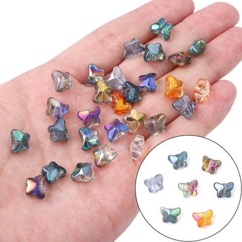Perline di Vetro a Farfalla Iridescente Placcate a Colore Perline Sciolte per DIY Collana Braccialetto Orecchino Gioielli