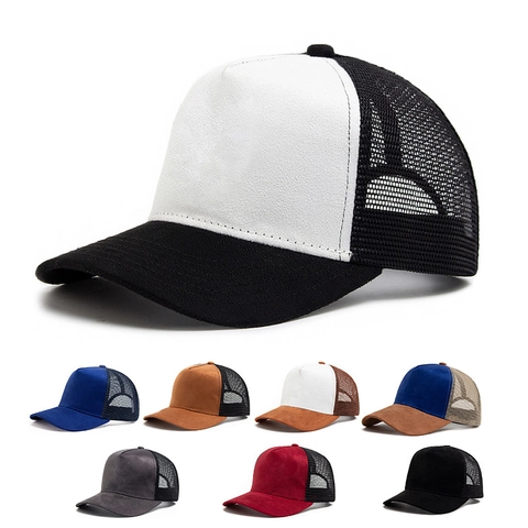 Suede Baseball Trucker Hat Mesh Back Adjustable Snapback Breathable Casual Sun Protection Cap For Men Women Versatile Style