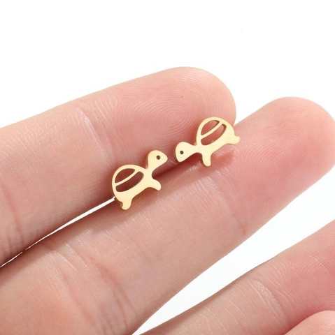 Tiny Sea Turtle Stud Earrings Stainless Steel Mini Cute Animal Ear Jewelry For Women Girls Minimalist Style