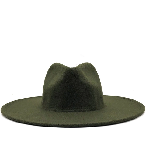 Wide Brim Fedora Hat Woolen Felt Elegant Vintage Solid Color Unisex Jazz Cap Formal Casual Accessories