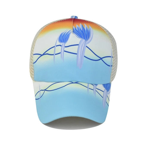 Gorra De Béisbol Con Coleta Para Mujer Malla Cruzada Camionero Transpirable Protección Solar Al Aire Libre Ajustable Floral