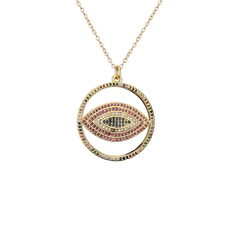 Μενταγιόν Κολιέ Evil Eye Χαλκός Micro-Zircon Πολύχρωμο Επιχρυσωμένο Κοσμήματα Μόδας Δώρο Για Γυναίκες