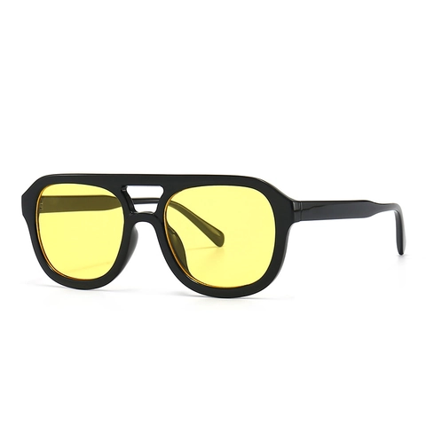 Occhiali da Sole Quadrati Flat Top Moderni Retrò per Uomo Donna Protezione UV400 Montatura in Plastica Lenti in PC Doppio Ponte