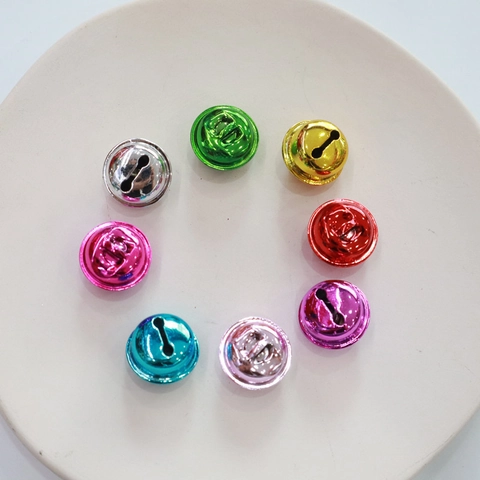 Colorful Vacuum Plated Iron Round Bells DIY Craft Jewelry Finding Pet Collar Charm Hanging Christmas Decoration