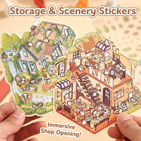 3D Landschaftsaufkleber PVC Und Karton DIY Dekorative Cartoon Märchen Thema Für Journaling Scrapbooking