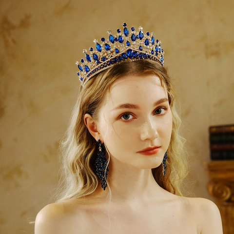 Luxus Barock Brautkrone Diadem Für Damen Hochzeit Party Geburtstag Vintage Gold Silber Legierung Strass Haarschmuck