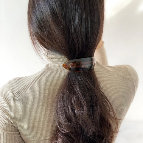 Fermaglio Per Capelli Retrò Francese In Acetato Di Cellulosa Molletta A Molla Ovale Geometrica Elegante Motivo In Marmo Tartarugato
