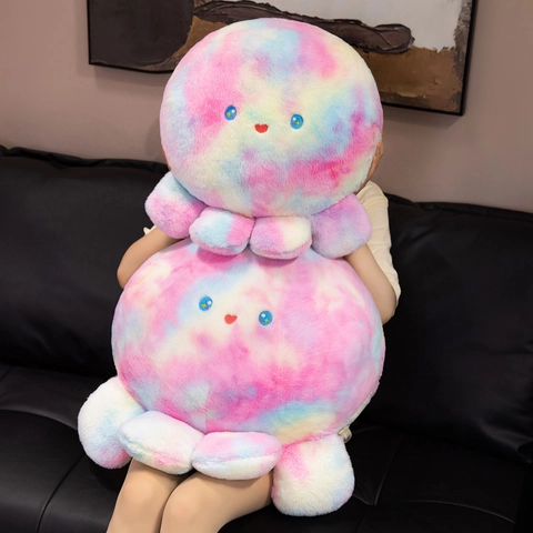 Peluche A Forma Di Polpo Tie Dye Colorato Morbido Animale Marino Bambola Per Bambini Decorazione Casa Regalo