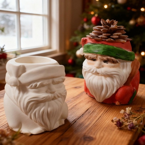 Santa Claus Silicone Mold For DIY Handmade Flower Pot Candle Cup Plaster Resin Craft Christmas Decoration