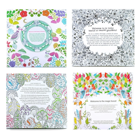 Secret Garden Coloring Book For Adults And Kids Stress Relief Hand Drawn Floral Animal Mandalas Patterns Paper Drawing Book