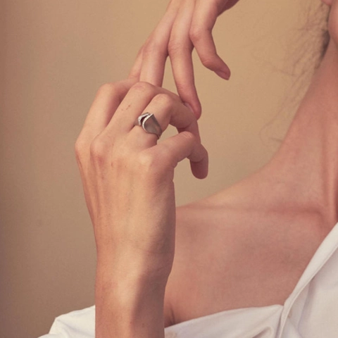 18K Vergoldet Edelstahl Unregelmäßiger Offener Ring Minimalistisch Geometrisch Strass Eingelegt Verstellbar Unisex Schmuck Ring