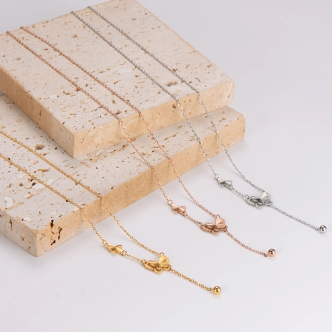 Collana Con Nappa A Farfalla In Acciaio Inossidabile 304 Doppio Ciondolo A Farfalla Gioielli Girocollo Eleganti Per Donna