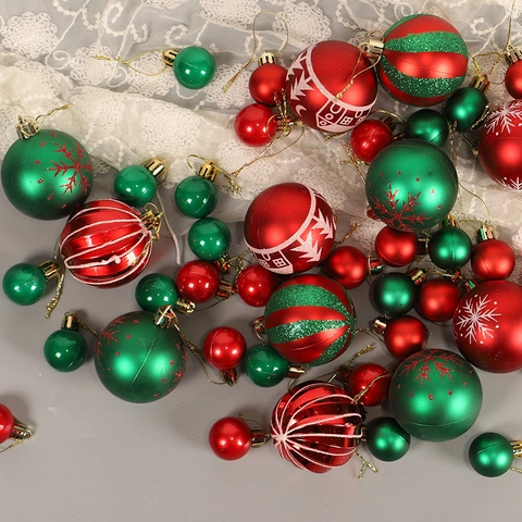 Christmas Tree Ball Ornaments Shatterproof Plastic Holiday Hanging Baubles Painted Snowflakes Glitter For Xmas Party