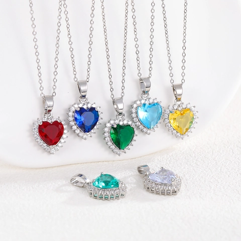 Collana Con Pendente A Cuore Dolce Rame Con Halo Di Zirconia Cubica A Forma Di Cuore Gioielli Regalo Donna