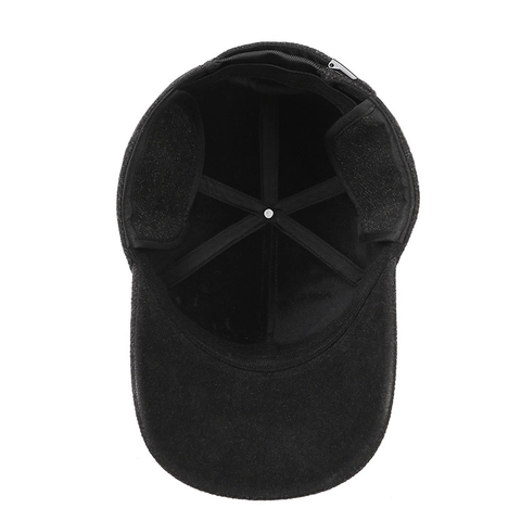 Baseball Cap Men Winter Warm Thickened Woolen Fabric Fleece Lined Windproof Ear Flaps Adjustable Solid Color